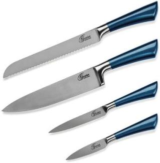 Genius - Profi Messer-Set 4-tlg. blau Edelstahl Küchenmesser Kochmesser 21274