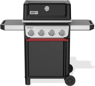 Weber Spirit E-410 Gasgrill, 4 Brenner, 51x46 cm Grillfläche, Warmhalterost, Deckelthermometer, 2 Räder - Schwarz/Silber (1500886)