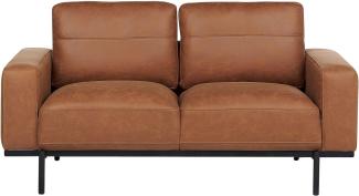 2-Sitzer Sofa Stoff braun Lederoptik SOVIK