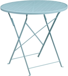 Flash Furniture Oia Klappbarer Terrassentisch aus Stahl für drinnen und draußen, 76,2 cm, Himmelblau