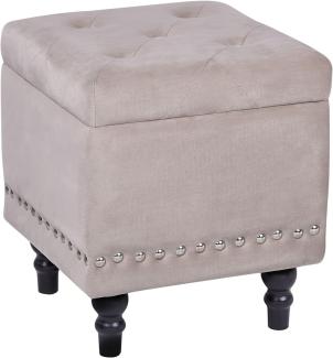 Pouf LORETTO Beige Samtstoff 37 cm 37 cm