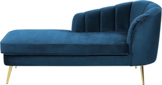 Chaiselongue Samtstoff marineblau rechtsseitig ALLIER