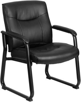 Flash Furniture Hercules Serie Big and Tall bewertet Leder Chefsessel Seite Empfangsstuhl mit Schlittenfuß, Metall, Schwarz, 75. 564999999999998x62. 865000000000002x44. 45 cm