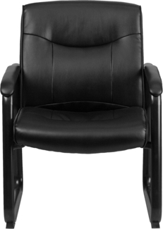 Flash Furniture Hercules Serie Big and Tall bewertet Leder Chefsessel Seite Empfangsstuhl mit Schlittenfuß, Metall, Schwarz, 75. 564999999999998x62. 865000000000002x44. 45 cm