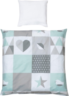 Roba 'Happy Patch' Kinderbettwäsche 100x135 cm mint/grau