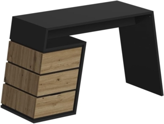 Schreibtisch Okaro Anthrazit/Eiche 105 x 50 cm mit 3 Schubladen Vicco