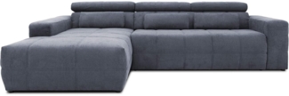 DOMO collection Brandon Ecksofa, Sofa mit Rückenfunktion in L-Form, Polsterecke, Eckgarnitur, dunkelgrau, 288 x 228 x 80 cm