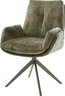 Drehstuhl Clea-Flex Chenille Olive Kreuzgestell breit Effektfinish Titan 360° drehbar Wippfunktion