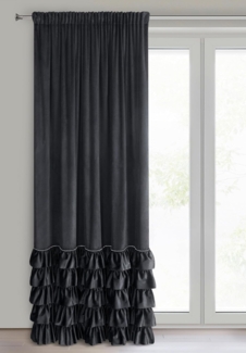 Vorhang CARLI mit Rüsche Velours Samtvorhänge schwarz 140x250 cm Kräuselband