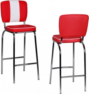 2er Set Barhocker KING American Diner 50er Jahre Retro rot/weiß