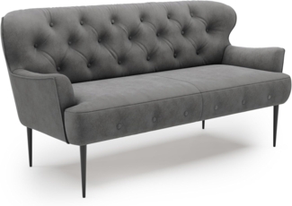 CAVADORE 2,5-Sitzer Küchensofa Amba, Trendige Sitzbank für Küche oder Esszimmer / 173 x 97 x 87 / Flachgewebe: Dunkelgrau