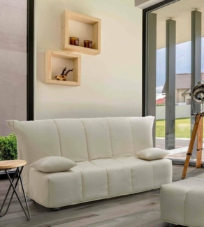 Talamo Italia - 3-Sitzer Schlafsofa Allegra, Sofa mit Trolley-Öffnung aus gepolstertem Stoff, Kissen inklusive, 100% Made in Italy, 165 x 90 x 85 cm, Beige