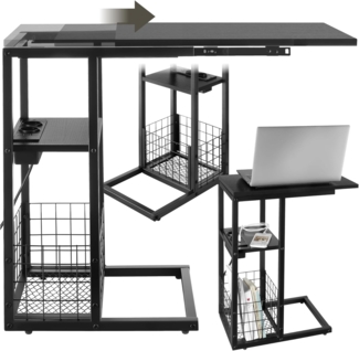 tectake Beistelltisch Laptop-Beistelltisch (1-St, 1 tlg), Laptop-Beistelltisch in praktischer C-Form