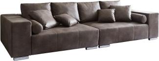 Big-Sofa Marbeya 285x115 cm Dunkelbraun mit 10 Kissen XXL-Sofa