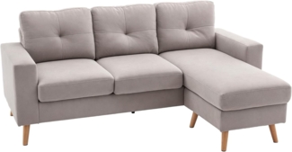 HOMCOM 3-Sitzer Ecksofa Eckcouch in L-Form, Eckgarnitur in Leinenoptik, Stoffsofa 1 Teile, für Wohnzimmer, Hellgrau, 193 x 136 x 85 cm