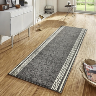 Kurzflor Teppich Läufer Casa Grau Creme - 80x450x0,9cm