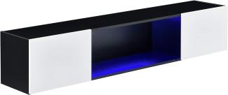Hängeboard Thabong 150x30x30 cm mit LED Beleuchtung Schwarz/Weiß en. casa