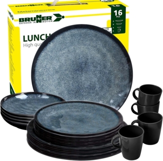 BRUNNER Geschirr-Set BRUNNER Camping Geschirrset VENETIAN (8, 12, 16, 36-Teile) Rutschfest (16-tlg)