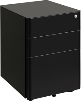 Vinsetto Rollcontainer mobiler Aktenschrank mit 3 Schubladen, (Aufbewahrungsschrank, 1 St, Büroschrank), Stahl, Schwarz, 39 x 48 x 59 cm