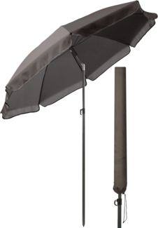 4smile Strandschirm SunnyJoy, Ø 180 cm Taupe - UPF 50+ Sonnenschirm Strand, Sonnenschirm Balkon - Strandschirm windfest stabil, Balkon-Schirm mit Hülle, Gartenschirm