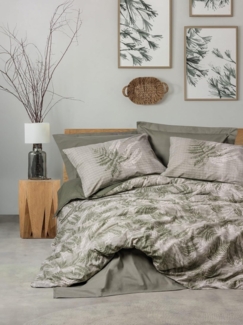 Ranforce Single XXL Bettbezug-Set (DE), 'Frond', Khaki