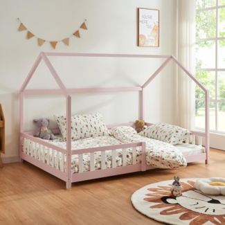 Hausbett Hesel mit Rausfallschutz 140x200cm Rosa [en. casa]