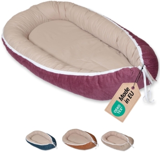 ULLENBOOM Babynest - 100% OEKO-TEX Materialien & Made in EU, Cord Berry - Babynestchen Neugeborene aus kuscheliger Baumwolle, Ideal als Reisebett & Kuschelnest geeignet