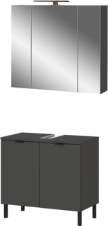 Germania 2-TLG. Bad-Set 9919-547 GW-Arcena, in Graphit, mit Metallfüßen, 76 x 200 x 34 cm (BxHxT)