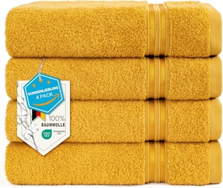 HAMMETEX Handtuch Set 4er Set Handtücher 50x100 cm, 100% Baumwolle, Weich & Saugstark, Frottier (Set, 4-St), mit Bordüre, einfarbig, weich