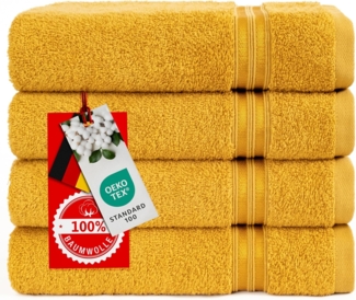 HAMMETEX Handtuch Set 4er Set Handtücher 50x100 cm, 100% Baumwolle, Weich & Saugstark, Frottier (Set, 4-St), mit Bordüre, einfarbig, weich