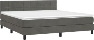 vidaXL Boxspringbett mit Matratze & LED Dunkelgrau 180x200 cm Samt 3134418