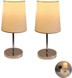 Lichthandel Hoch LED Tischleuchte Nachttischlampe 2er Set Nachttischleuchte für Schlafzimmer Tischlampe, LED wechselbar, warmweiß, LED