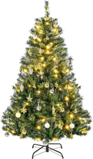HOMCOM Künstlicher Weihnachtsbaum Tannenbaum mit Deko 120 LEDs 511 Spitzen, Tannen, 95x150 cm (BxH), grün