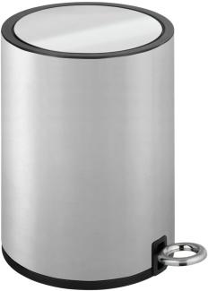 WENKO MONZA Kosmetikeimer 3 Liter, Silber matt, Easy Close, Edelstahl