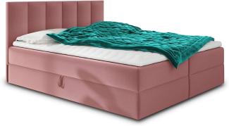 Boxspringbett Star mit Topper, Bonell-Matratze und 2 Bettkästen, Doppelbett, Polsterbett, Bett (Pink (Kronos 29), 140 x 200 cm)