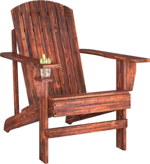 Outsunny Gartenstuhl Adirondack-Gartenstuhl mit Becherhalter (Terrassenstuhl, 1 St), Balkonstuhl mit breiten Armlehnen