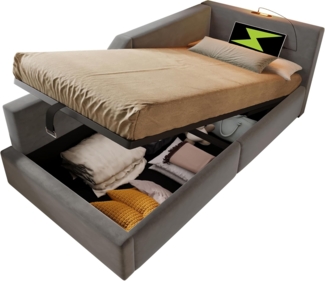 Odikalo Schlafsofa Kinder Jugendbett Tagesbett hydraulischem Stauraum Leselichtfunktion