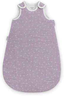 Ehrenkind® Baby Sommerschlafsack Rund Musselin | aus weicher OEKO-TEX zertifizierter Bio-Baumwolle | Sommer Baby Schlafsack Baby 1 TOG Gr. 50/56 Flieder Gemustert