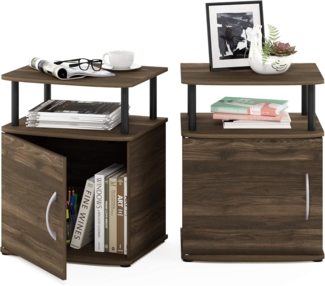 Furinno JAYA Utility Design Beistelltisch, Nachttisch, Columbia Walnuss/Schwarz, 2er Set, 48 (B) x 61. 2 (H) x 39. 4 (T) cm