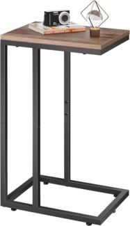 WLIVE Beistelltisch C Form, Nachttisch für Schlafzimmer, Wohnzimmer, Beistelltische mit Metallrahmen, Wohnzimmer Tisch für Couch, Sofatisch Braun