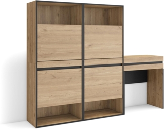 Skraut Home | Schuhregal, Schuhschrank | Schuhaufbewahrung | 190 x 145 x 35 cm | Für Schlafzimmer, Zimmer | Schminktisch | Moderner Stil | Eiche