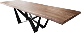 Esstisch Edge 300x100 XL Akazie Braun Spider Flachstahl Schwarz Live-Edge