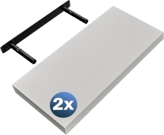 Casaria Wandregal mit Halterung, 2 Stück, MDF, Weiß / Matt, 50 x 23 x 3,8 cm