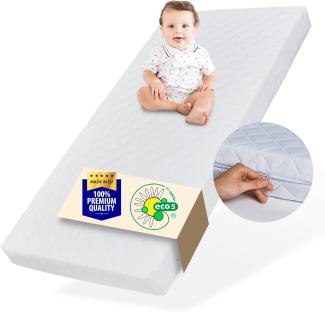 Babymatratze 60x120 cm mit Spannbettlaken und waschbarem Bezug | Kindermatratze fr Kinderbett | hochwertige Kaltschaum-Matratze 120x60 cm