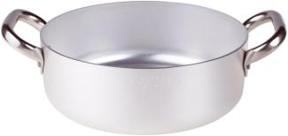 Pentole Agnelli Linie Aluminium 3 mm Flache Kasserolle mit 2 Griffen 16 cm Silber-schwarz
