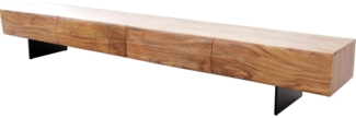 Lowboard New Live-Edge 240 cm Akazie Natur 4 Schubladen Fuß schwebend Metall Schwarz