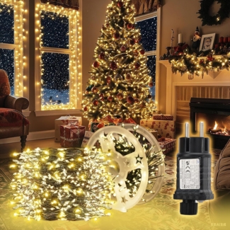SALCAR LED Cluster Lichterkette Draht Weihnachtsbaum, 20m 800er LED Christbaumbeleuchtung mit 8 Modi