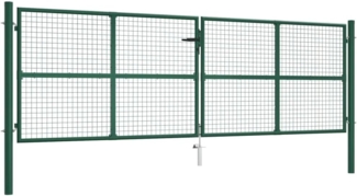 vidaXL Maschen-Gartentor aus Stahl 400 x 125 cm Grün 145749
