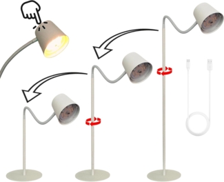 TRANGO LED Stehlampe, 1502W Weiß matt – Kabellos & wiederaufladbar – 6W 2700K warmweiß – Stufenlos dimmbar per Touch – IP44 – Akku Standlampe für Innen & Außen – Höhe 125 cm – USB-C Ladekabel 150cm