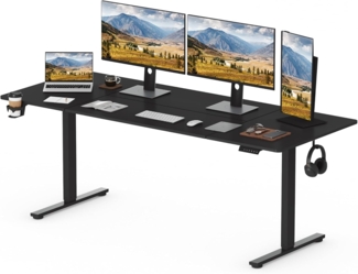 SANODESK Elektrischer Höhenverstellbarer Schreibtisch einfach mit Tischplatte Memory Funktion und Haken, Schreibtisch Höhenverstellbar Elektrisch für Heimbüro, Homeoffice und Hause(200x80 cm,schwarz)